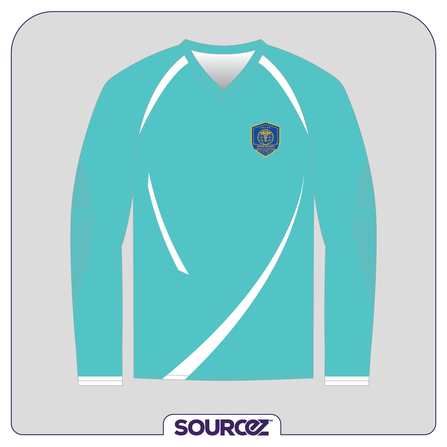 Euro Doctors Teal White Longsleeve Goalie Top