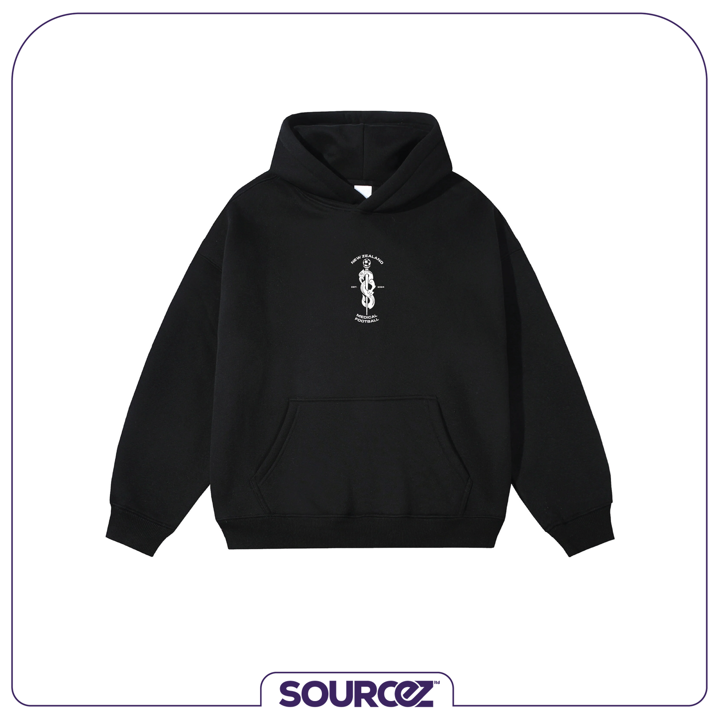 NZ Medical Football Black Medium 360gsm Regular Fit Hoodie / Adult