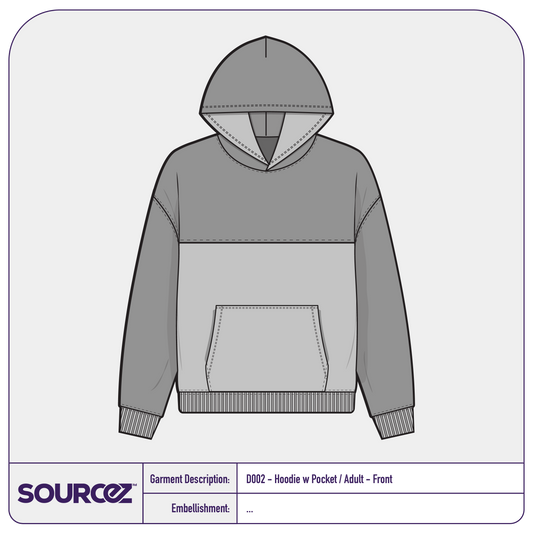 D002 - Hoodie w Pocket / Adult