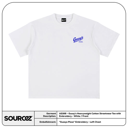 A2166 - Gussy's Heavyweight Cotton Streetwear Tee with Embroidery - White / Adult