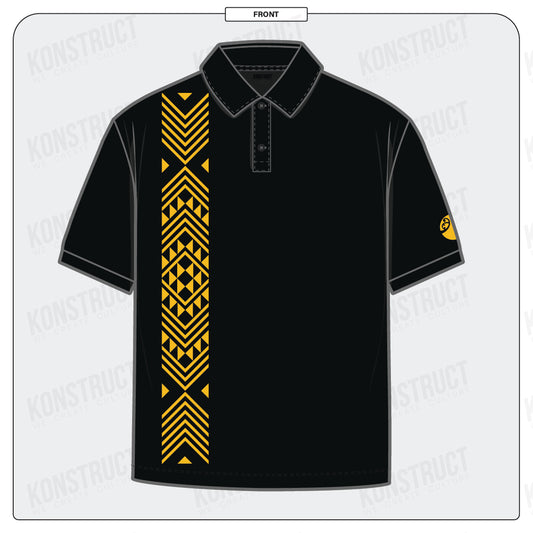 Ngati Whatua Orakei D2 Black NWO Yel Set Sleeve Polo / Adult