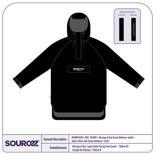 Missing at Sea Waterproof Jacket - Adult / Black Ocean Defiance