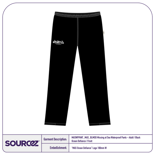 Missing at Sea Waterproof Pants - Adult / Black Ocean Defiance