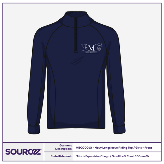 Maris Equestrian Navy Longsleeve Riding Top / Girls