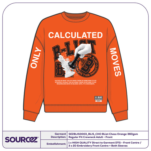 BList Chess Orange 360gsm Regular Fit Crewneck / Adult
