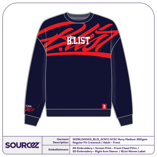 BList SCSC Navy Medium 360gsm Regular Fit Crewneck / Adult