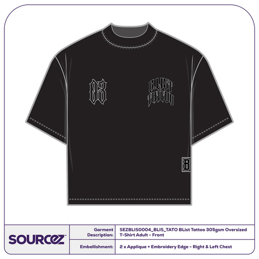 BList Tattoo 305gsm Oversized T-Shirt - Adult