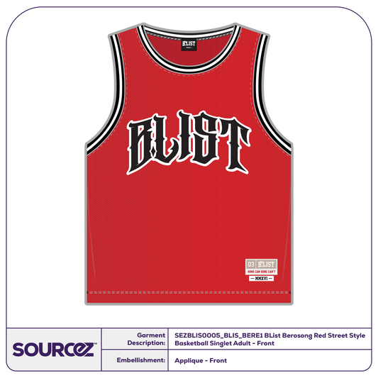BList Berosong Red Street Style Basketball Singlet / Adult