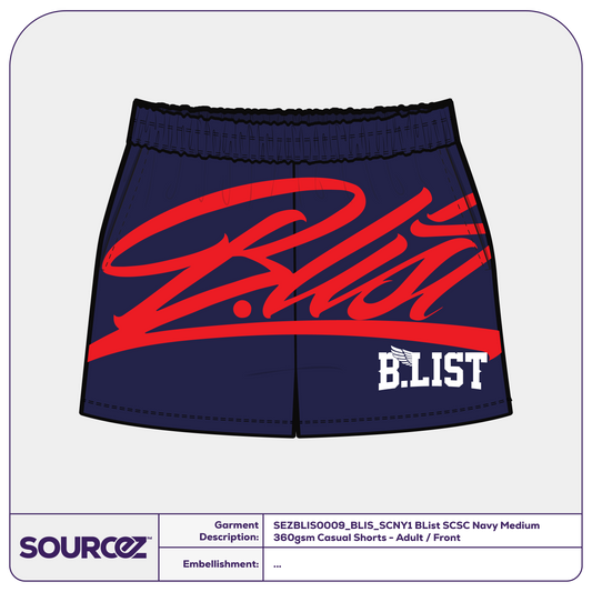 BList SCSC Navy Medium 360gsm Casual Shorts / Adult