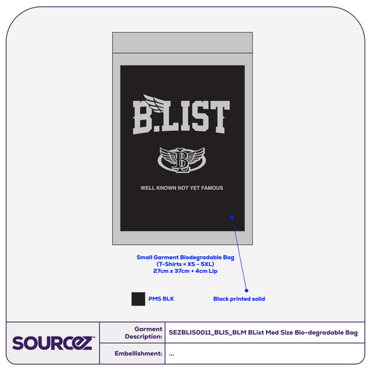 BList Detailings Med Size Zip Lock Poly Bag