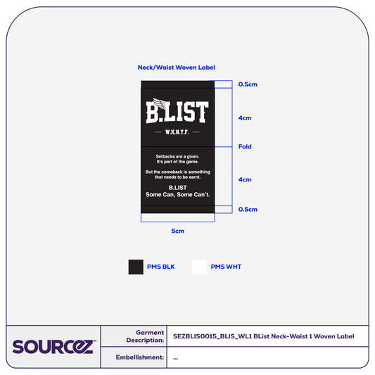 BList Detailings Neck/Waist 1 Woven Label