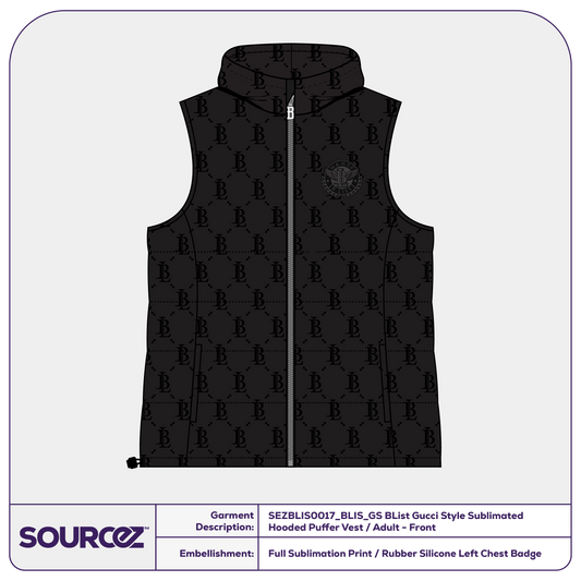 BList Gucci Style Sublimated Hooded Puffer Vest / Adult