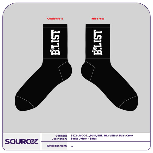 BList Black BList Crew Socks  / Unisex