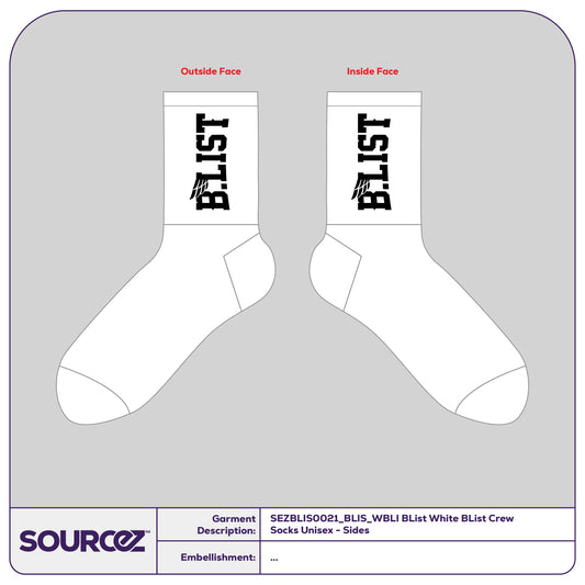BList White BList Crew Socks  / Unisex