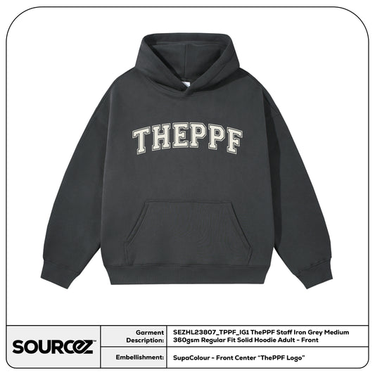 ThePPF Staff Iron Grey Medium 360gsm Regular Fit Solid Hoodie - Adult