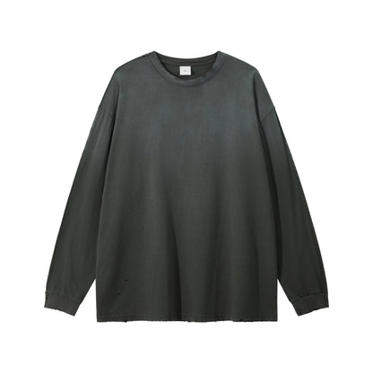 Medium 275gsm Distressed Loose Hem Crewneck T-Shirt - Adult