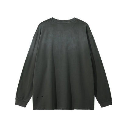Medium 275gsm Distressed Loose Hem Crewneck T-Shirt - Adult