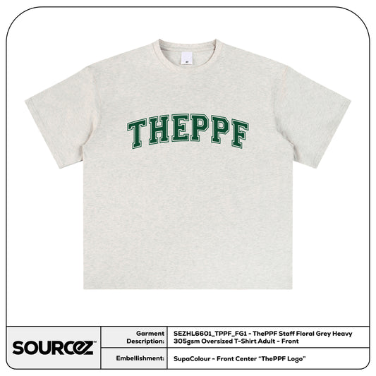 ThePPF Staff Floral Grey Heavy 305gsm Oversized T-Shirt - Adult