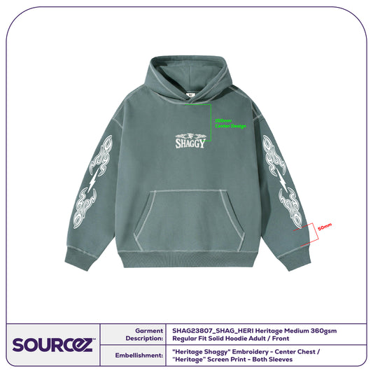 Heritage Medium 360gsm Regular Fit Solid Hoodie - Adult