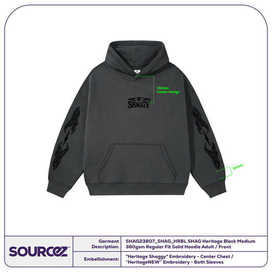 Heritage Black Medium 360gsm Regular Fit Solid Hoodie - Adult