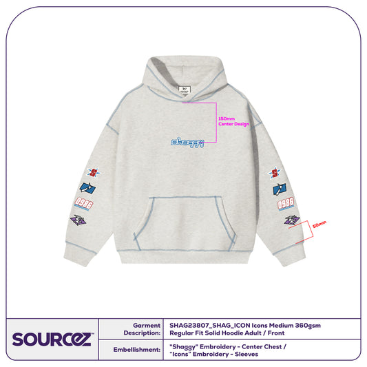 Icons Medium 360gsm Regular Fit Solid Hoodie - Adult