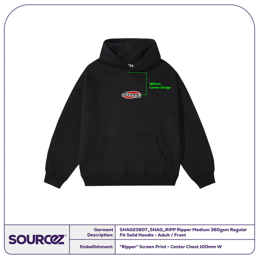 Ripper Medium 360gsm Regular Fit Solid Hoodie - Adult