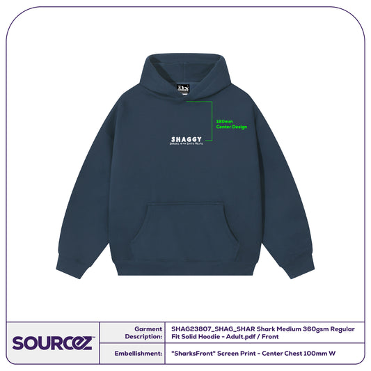 Shark Medium 360gsm Regular Fit Solid Hoodie - Adult