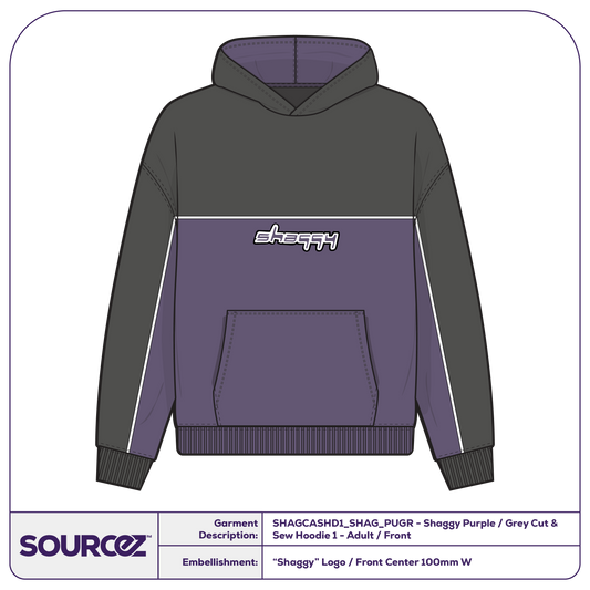 Shaggy Purple / Grey Cut & Sew Hoodie 1 - Adult