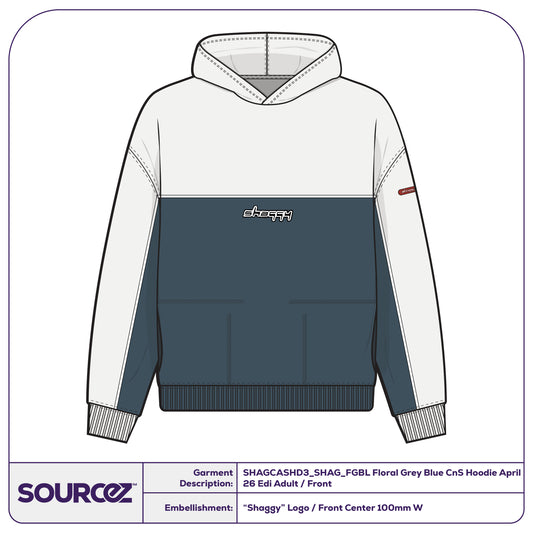 Floral Grey / Blue CnS Hoodie April 26 Edi. - Adult
