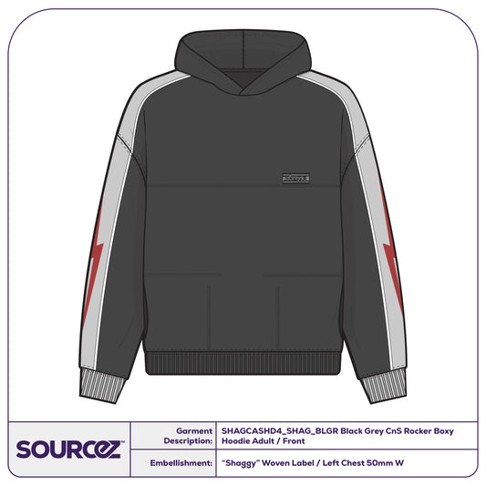 Black / Grey CnS Rocker Boxy Hoodie - Adult