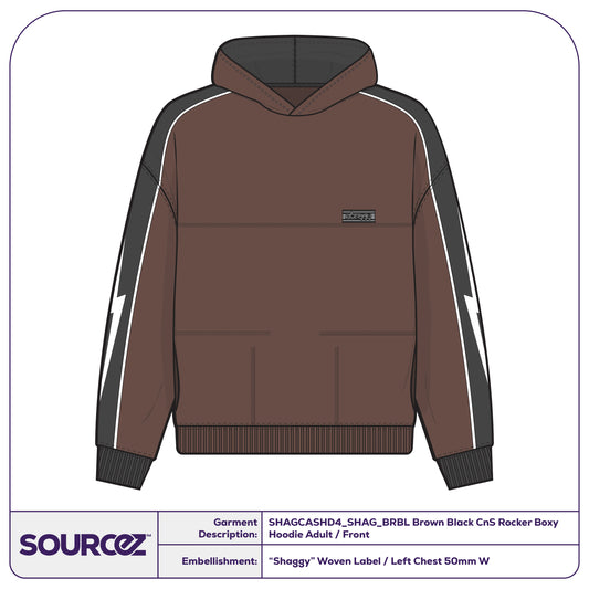 Brown / Black CnS Rocker Boxy Hoodie - Adult