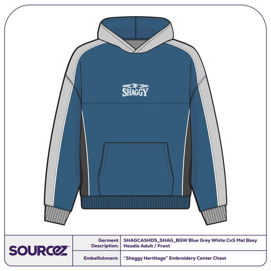 Blue Grey White CnS Mal Boxy Hoodie - Adult