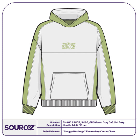 Green / Grey CnS Mal Boxy Hoodie - Adult