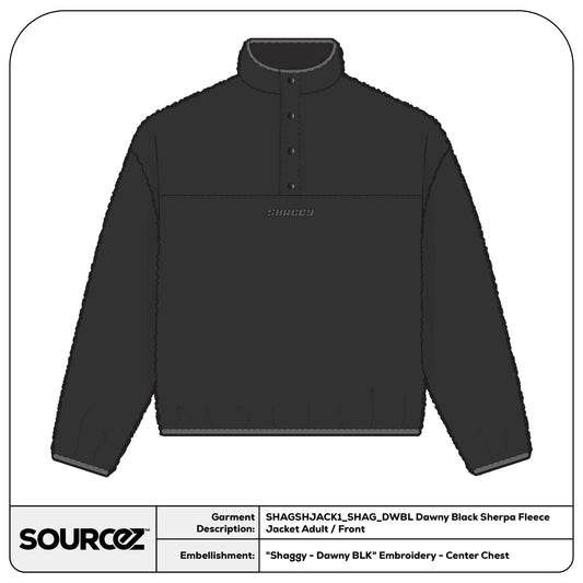 Shaggy Black Dawny Fleece Jacket - Adult / Adult