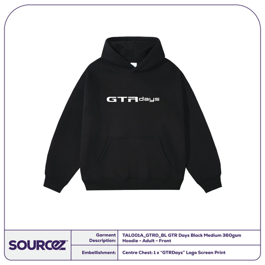 GTR Days Black Medium 360gsm Hoodie - Adult