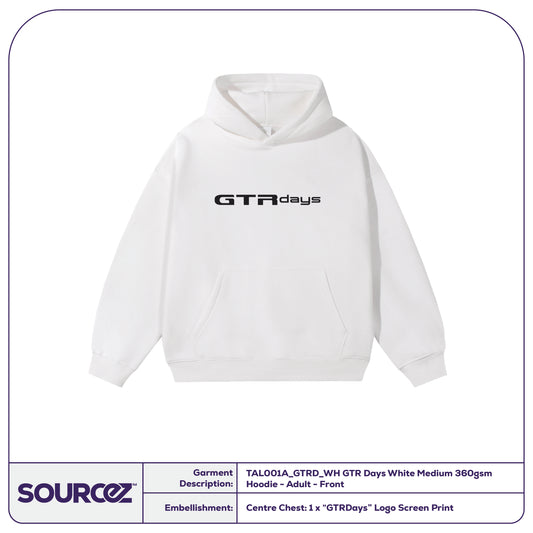GTR Days White Medium 360gsm Hoodie - Adult