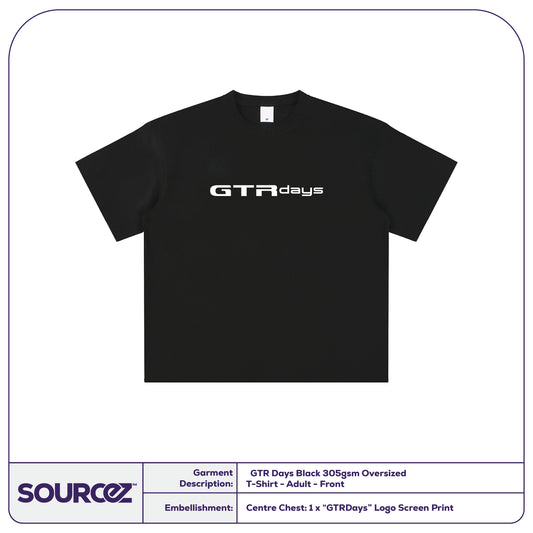 GTR Days Black 305gsm Oversized T-Shirt - Adult