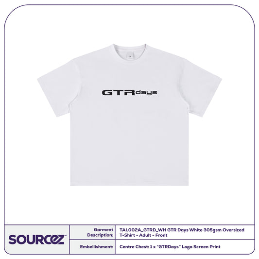 GTR Days White 305gsm Oversized T-Shirt - Adult