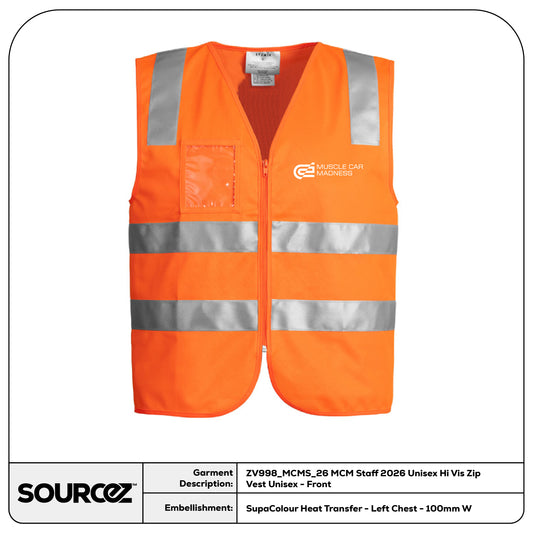 MCM Staff 2026 Orange Unisex Hi Vis Zip Vest / Unisex